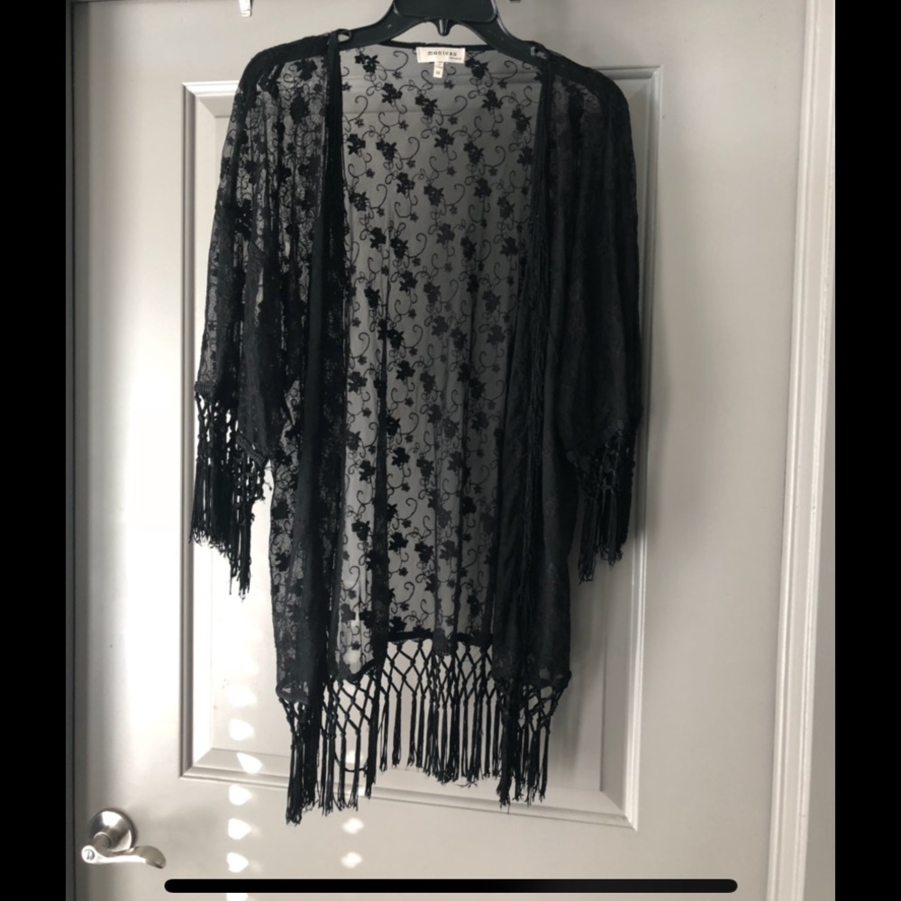 Black lace kimono style cardigan